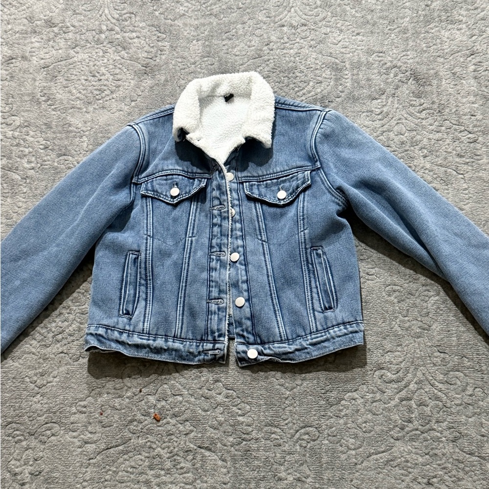 Kids Denim Jacket with Sherpa Collar